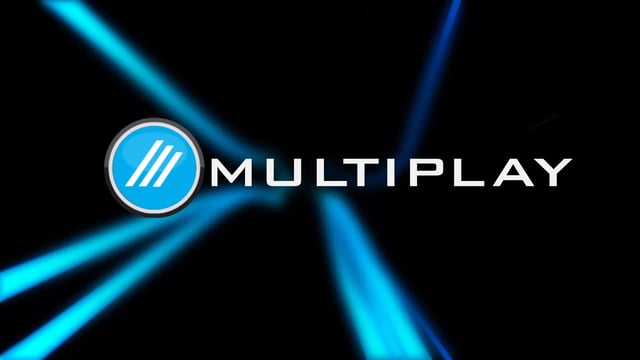 Multiplay logo with colourful motion graphics from the RP Motion brand ident
